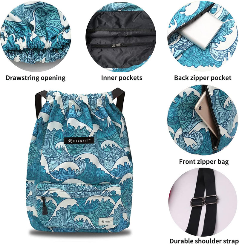 Waterproof Drawstring Bag, Gym Bag Sackpack Sports Backpack for Men Women Girls Home & Garden > Household Supplies > Storage & Organization Risefit   
