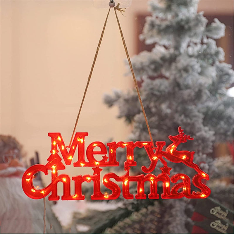 Merry Christmas Door Sign Lights Letters Battery Operated LED Wreaths Decorative Lamps Light up Merry Christmas Sign Xmas Party Decor Supplies for Winter Holiday New Year Xmas Party Home Decorations Home & Garden > Decor > Seasonal & Holiday Decorations& Garden > Decor > Seasonal & Holiday Decorations Altsales Red  