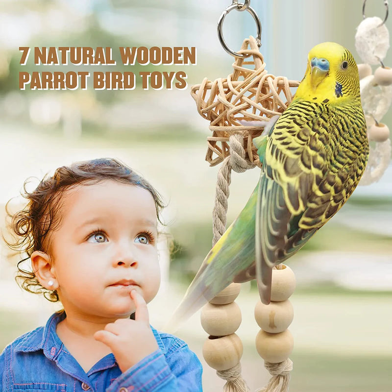 Kewkont Bird Parrot Swing, Chew Toy Toys, All Natural and Safe Non-Toxic, Suitable for Small Parakeets, Budgies, Conures, Finches, Love Birds and Other Small and Medium-Sized Parrots (A) Animals & Pet Supplies > Pet Supplies > Bird Supplies > Bird Toys Kewkont   