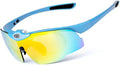 Gaolfuo Polarized Cycling Sunglasses Bicycle Bike Eyewear Goggle Riding Outdoor Sports Fishing Glasses 5 Lens Men Women Sporting Goods > Outdoor Recreation > Cycling > Cycling Apparel & Accessories Gaolfuo Fluorescent Blue  