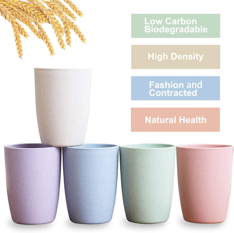 Eco-Friendly Unbreakable Reusable Drinking Cup (12 OZ), Wheat Straw Stackable，Biodegradable Healthy Tumbler Set 15, Reusable Bathroom Drinking Cup，Dishwasher Safe Home & Garden > Kitchen & Dining > Tableware > Drinkware DeeCoo   