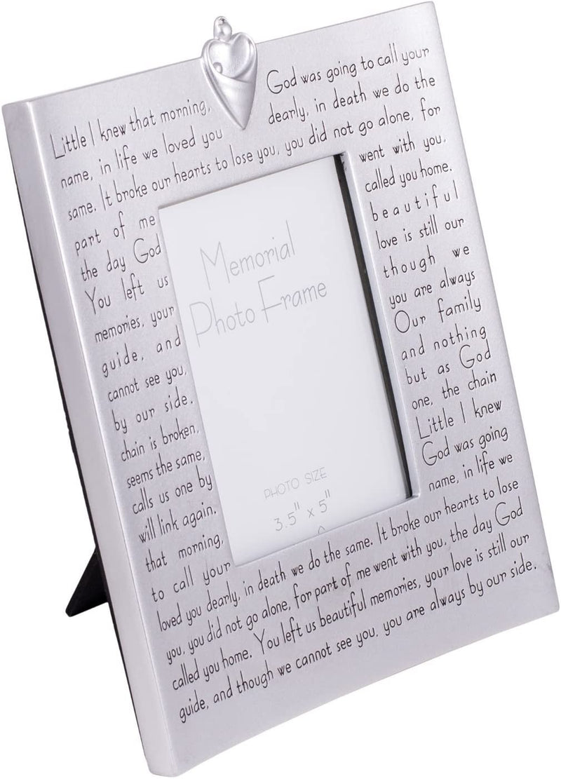 Roman Memorial Picture Frame with Verse Holds 3.5 X 5 Photo