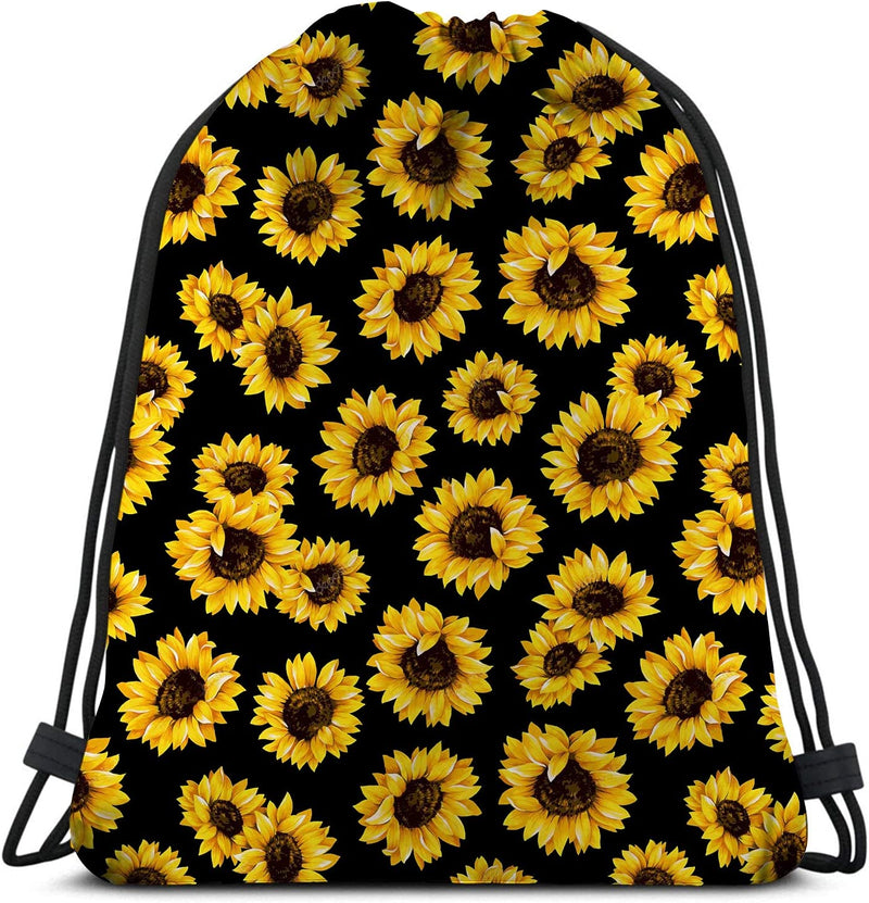 Retro Sunflowers Floral Pattern Print Drawstring Backpack, Gym Bag Home & Garden > Household Supplies > Storage & Organization KENT HILL Color1  
