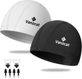 2 Pack Lycra Swim Caps for Women Men, High Elasticity Spandex Fabric Swimming Caps for Long/Short Hair, Comfortable Swim Hats with Ear Plugs & Nose Clip Sporting Goods > Outdoor Recreation > Boating & Water Sports > Swimming > Swim Caps HUNAN MYSTYLE SPORT CO.，LTD. Black+White  