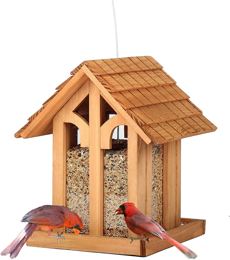 Cedar Alpha 2 Pack Cedar Ranch Feeder,Wild Bird Feeder for Hanging ,Bird Seed for outside Feeders,With Viewing Window, Perfect for Outdoor Garden, Weather Proof ( Red+Gray) Animals & Pet Supplies > Pet Supplies > Bird Supplies > Bird Cage Accessories > Bird Cage Food & Water Dishes CEDAR ALPHA Chalet  
