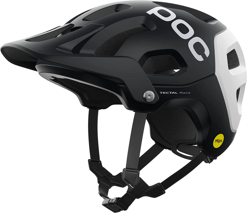 POC, Tectal Race MIPS Mountain Bike Helmet for Trail and All-Mountain Riding Sporting Goods > Outdoor Recreation > Cycling > Cycling Apparel & Accessories > Bicycle Helmets POC Uranium Black/Hydrogen White Matt M/54-60cm 