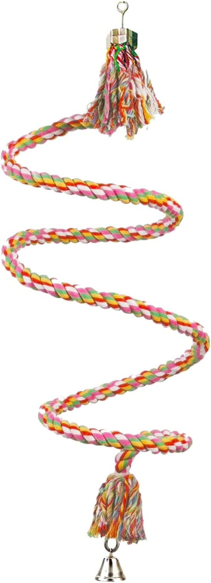Sungrow Rope Perch for Hamsters, Sugar Gliders, Reptiles, 59” Long, Spiral Design with Jingling Bell, Vibrant Handmade Chew Toy Animals & Pet Supplies > Pet Supplies > Bird Supplies > Bird Toys SunGrow   