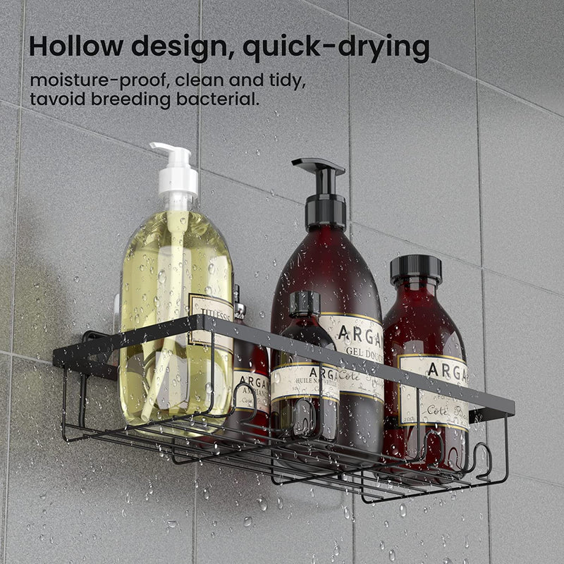 FELOOW Bathroom Shelves 4 Pack,Adhesive Shower Shelves with 2 Shower Caddy 2 Soap Holder,No Drilling Rustproof Wall Mount Bathroom Shower Rack Organizers with Hooks for inside Shower,Kitchen,Toilet Home & Garden > Household Supplies > Storage & Organization FELOOW   