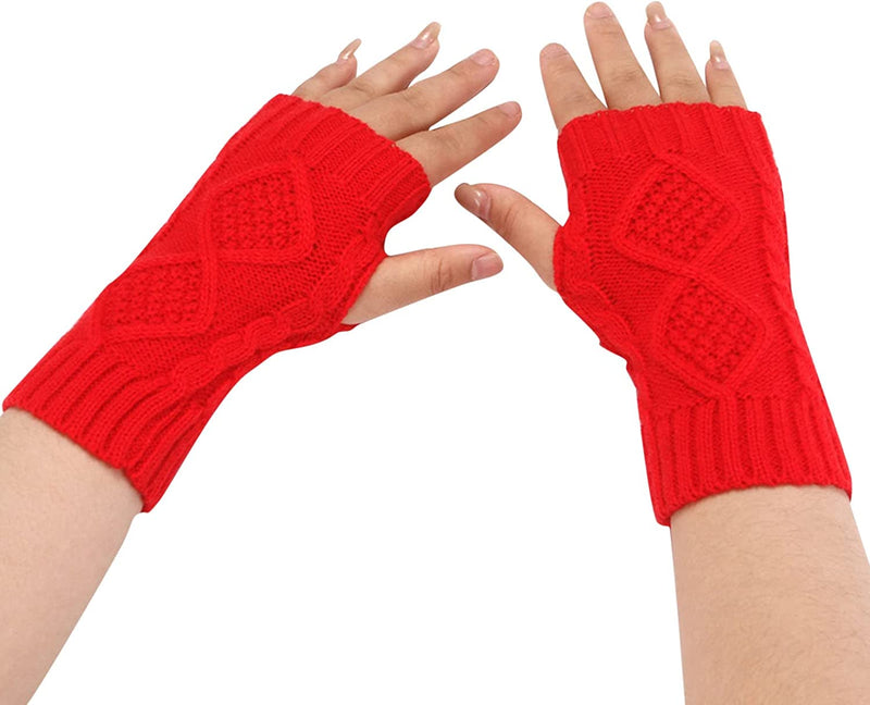 Gloves Mittens Women Women Fashion Knitted Plush Twist Windproof Warm Thickened Gloves Mittens Combo with Pocket Sporting Goods > Outdoor Recreation > Boating & Water Sports > Swimming > Swim Gloves Bmisegm Red One Size 