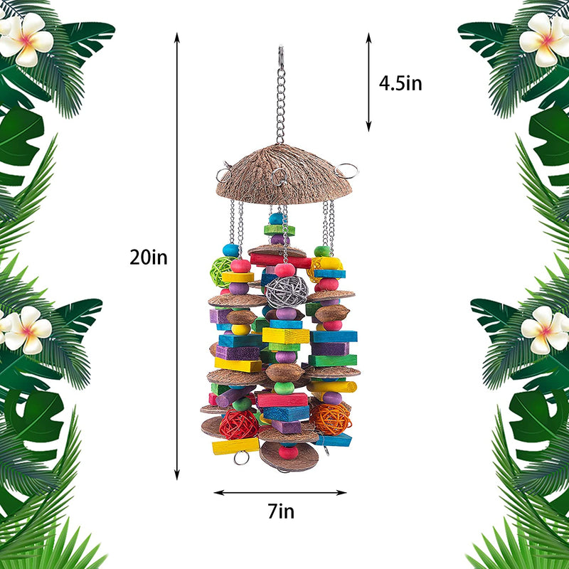 Ebaokuup Large Bird Parrot Toys, Colorful Wooden Blocks Bird Chewing Toy Parrot Cage Bite Toy for Macaws Cokatoos African Grey and Large Medium Parrot Birds Animals & Pet Supplies > Pet Supplies > Bird Supplies > Bird Toys EBaokuup   