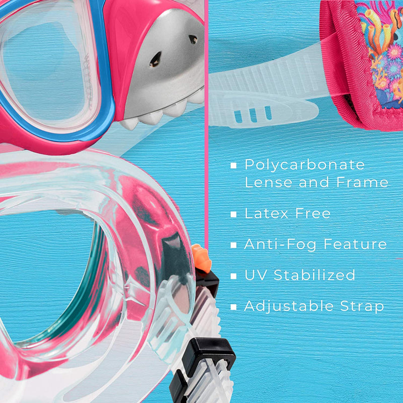 Little Lot Kids Goggles for Swimming 4-7 - Kids Snorkel Mask Pool Goggles with Nose Cover - Kids Swim Mask Glasses for Swimming under Water with Nose Cover - Dog and Shark Snorkel Mask for Kids