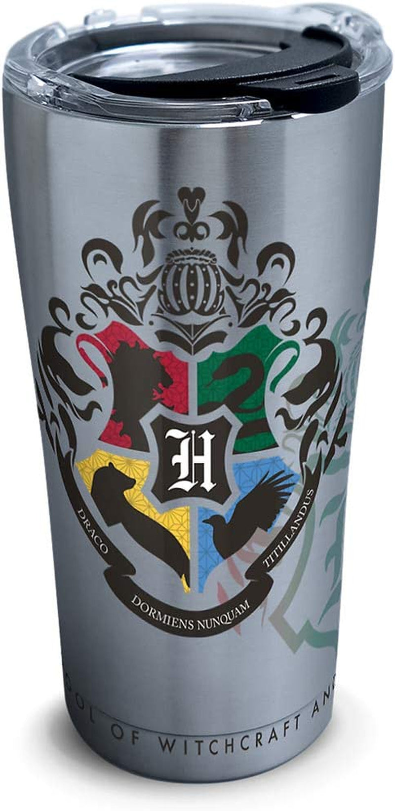 Tervis Harry Potter-Hogwarts Alumni Stainless Steel Insulated Tumbler with Lid, 1 Count (Pack of 1), Silver Home & Garden > Kitchen & Dining > Tableware > Drinkware Tervis Silver Clear and Black Lid 20 oz - Stainless Steel