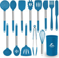 MIBOTE 15 Pcs Silicone Kitchen Utensils Set, Cooking Utensils Set with Heat Resistant Bpa-Free Silicone and Stainless Steel Handle Kitchen Tools Set (Black) Home & Garden > Kitchen & Dining > Kitchen Tools & Utensils MIBOTE 3-Blue  