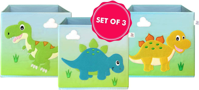 LOVELY LITTLE THINGS STORAGE BIN - Dino Storage Bins Foldable - Toy Box Collapsible Cube - Boxes for Shelves - Storage Box Decorative - Kids Toys Organizer - (Square Dino Trio) Home & Garden > Household Supplies > Storage & Organization LOVELY LITTLE THINGS   