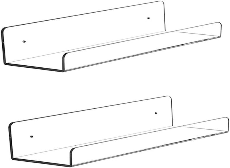 CY Craft Clear Acrylic Floating Shelves Display Ledge, 5 MM Thick Wall Mounted Storage Shelf for Kitchen/Bathroom/Office,Invisible Kids Bookshelf and Spice Rack,15 Inch,Set of 4 Furniture > Shelving > Wall Shelves & Ledges CY craft 2 PCS  