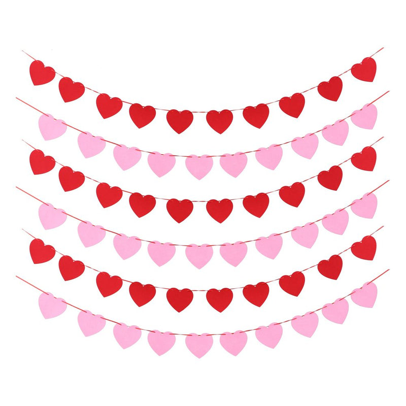 OUNONA 6 Packs Valentine'S Day Heart Shape Pattern Pull Flag Hanging Garland Decor Home & Garden > Decor > Seasonal & Holiday Decorations OUNONA   