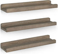 Emfogo Wall Shelves with Ledge 16.9 Inch Wood Picture Shelf Rustic Floating Shelves Set of 3 for Storage and Display Rustic Brown Furniture > Shelving > Wall Shelves & Ledges Emfogo Weathered Grey  