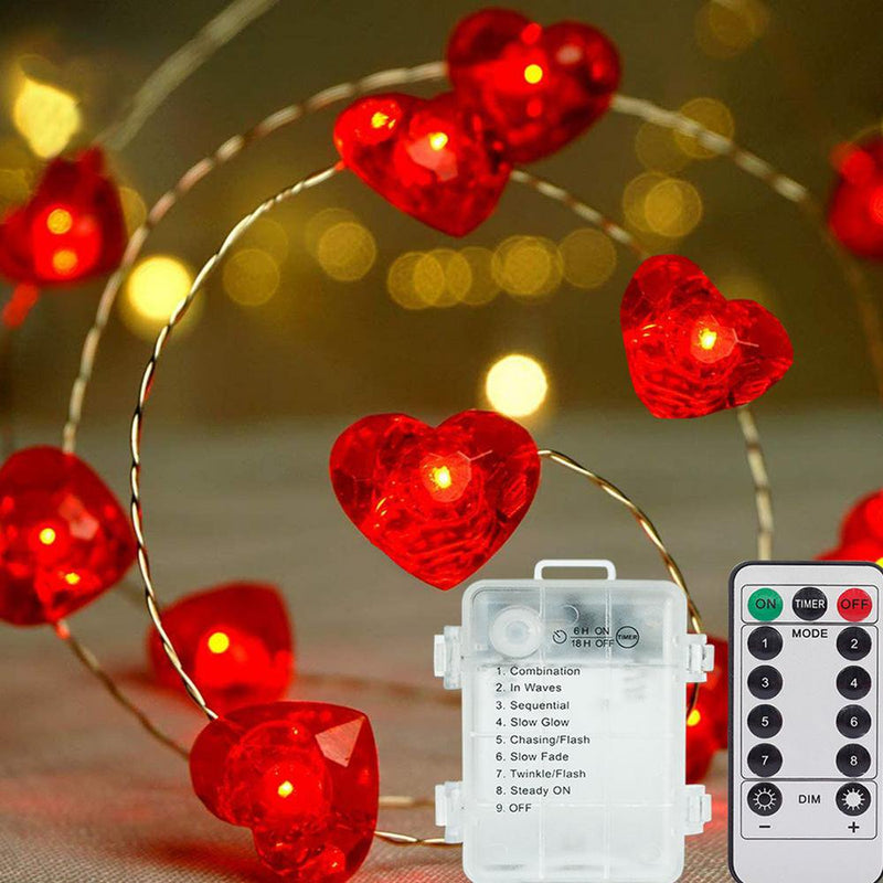 Famure Valentine'S Day Red Heart Mini String Lights Waterproof 10 Ft 30 LED Battery Operated Mini String Lights Valentine Day Decorations for Outdoor Indoor Home & Garden > Decor > Seasonal & Holiday Decorations EN13820   