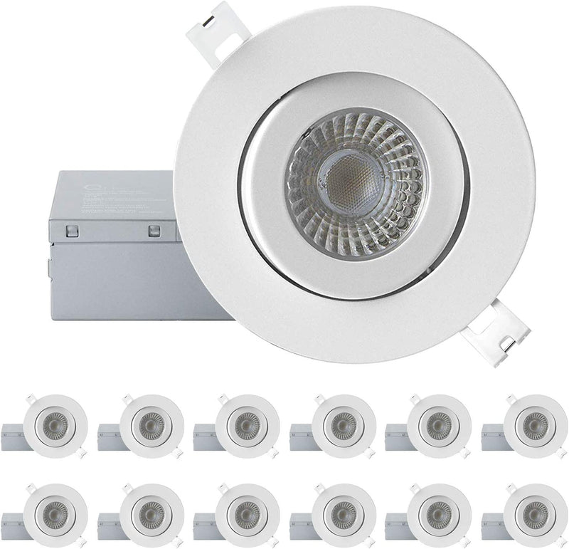 QPLUS 4 Inch 5000K 24 Pack Airtight Eyeball Gimbal LED Recessed Lighting with Junction Box/Canless Downlight/Pot Light, 10 Watts, 750Lm, Dimmable, Energy Star and Cetlus Listed Home & Garden > Lighting > Flood & Spot Lights QPLUS 5000K Day Light 12 Pack 