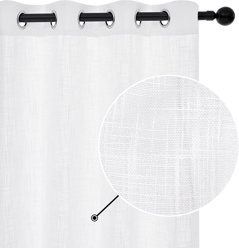 Deconovo Semi Sheer Curtains, Cream, 52X108 Inch, Faux Linen Solid Voile Grommet Curtains for Bedroom Living Room, 2 Panels Home & Garden > Decor > Window Treatments > Curtains & Drapes Deconovo Naural White 52x108 Inch 