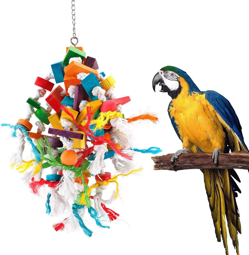 CRMADA Bird Toys, Parrot Chewing Toy, Multicolored Wooden Blocks Tearing Toys for African Grey Cockatiel Conure Cockatoo and Medium Parrot Animals & Pet Supplies > Pet Supplies > Bird Supplies > Bird Toys CRMADA Large  