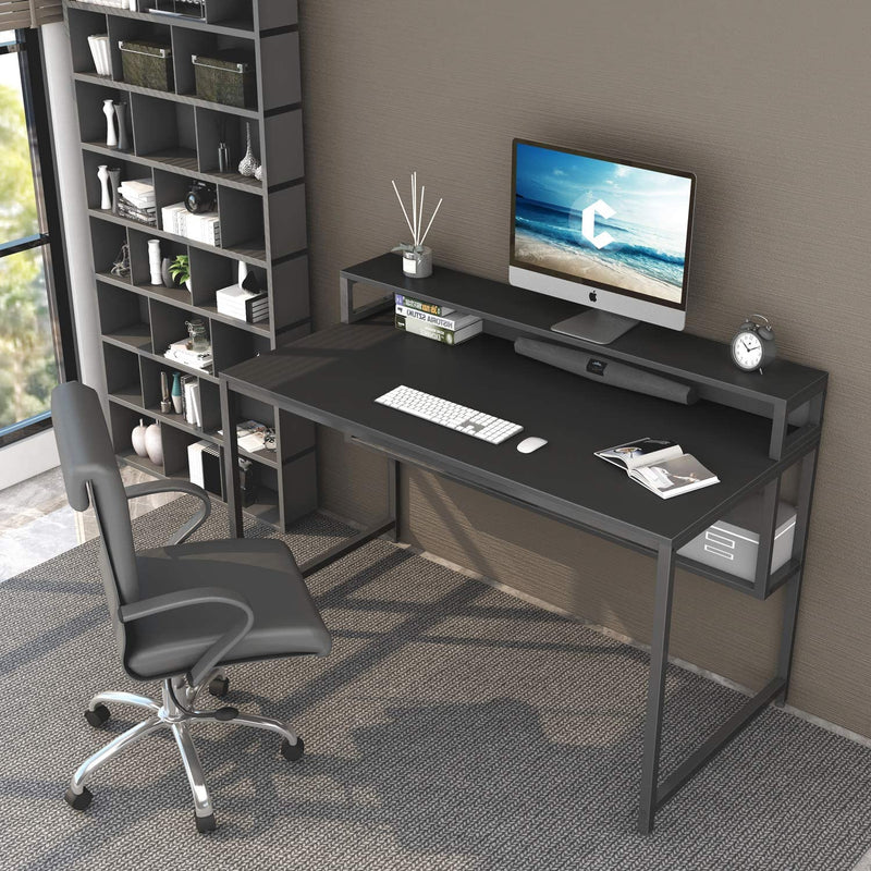 Cubiker Computer Home Office Desk, 47" Small Desk Table with Storage Shelf and Bookshelf, Study Writing Table Modern Simple Style Space Saving Design, Black Home & Garden > Household Supplies > Storage & Organization Cubiker   