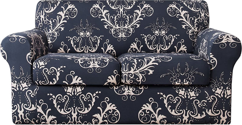 TIKAMI Stretch Sofa Cover Printed Sofa Slipcover 2-Piece Couch Cushion Cover Washable Spandex Furniture Protector (Small, Grey) Home & Garden > Decor > Chair & Sofa Cushions TIKAMI Retrogrey 3-Piece 
