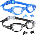 Eversport Swim Goggles Pack of 2 Swimming Goggles anti Fog for Adult Men Women Youth Kids Sporting Goods > Outdoor Recreation > Boating & Water Sports > Swimming > Swim Goggles & Masks EverSport Crystal Blue & Black  