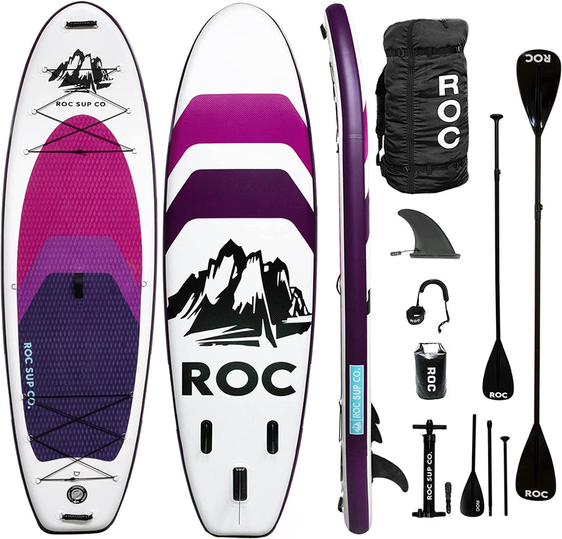 Roc Inflatable Stand up Paddle Boards with Premium SUP Paddle Board Accessories, Wide Stable Design, Non-Slip Comfort Deck for Youth & Adults Sporting Goods > Outdoor Recreation > Winter Sports & Activities Roc Violet  
