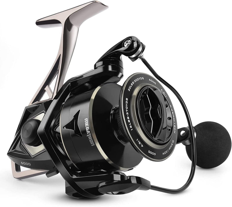 Kastking Megatron Spinning Reel, Freshwater and Saltwater Spinning Fishing Reel, Rigid Aluminum Frame 7+1 Double-Shielded Stainless-Steel BB, over 30 Lbs. Carbon Drag, CNC Aluminum Spool & Handle Sporting Goods > Outdoor Recreation > Fishing > Fishing Reels Eposeidon 6000  