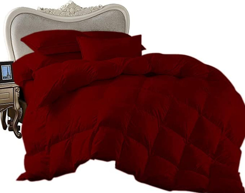Gokoco Comforter - 100% Egyptian Cotton 600 Thread Count 400GSM Fiber Fill 3Pcs Comforter Set, Queen/Full Size (90" X 90") Inch, Burgundy Solid Home & Garden > Linens & Bedding > Bedding > Quilts & Comforters GoKoCo   