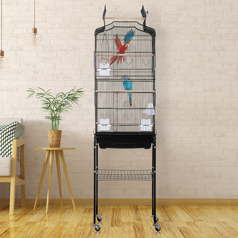 Bestpet Bird Cage Parakeet Cage 64 Inch Open Top Standing Parrot Cage Accessories with Rolling Stand for Medium Small Cockatiel Canary Parakeet Conure Finches Budgie Lovebirds Storage Shelf Animals & Pet Supplies > Pet Supplies > Bird Supplies > Bird Cages & Stands BestPet   