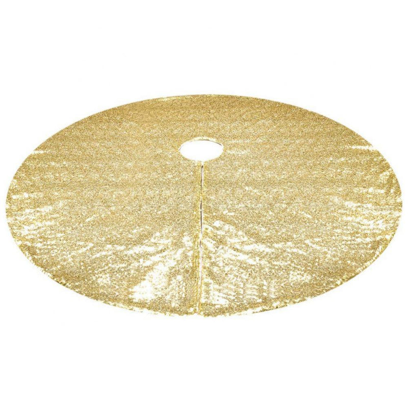 Sequin Christmas Tree Skirt Gold,24/30/36/48 Inches Luxury Sparkly Rose Golden Xmas Skirts Collar Decorations for New Year Party Holiday Ornament Home & Garden > Decor > Seasonal & Holiday Decorations > Christmas Tree Skirts Color Profit Kids 48" Gold 