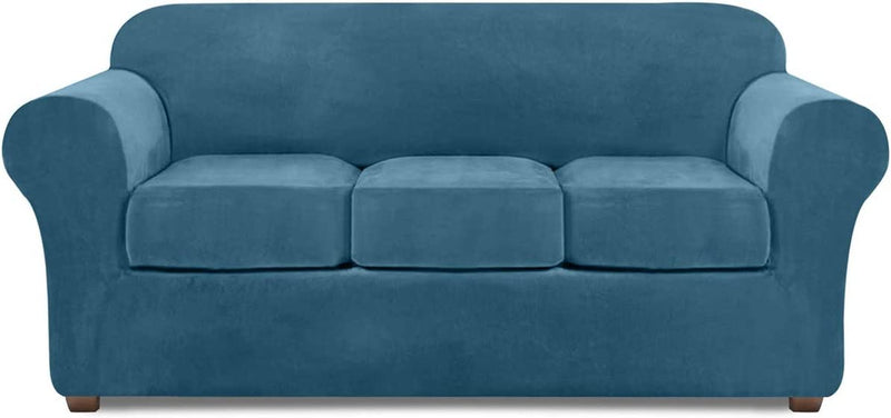 Sofa Covers for 3 Cushion Couch Velvet Sofa Cover for 3 Cushion Couch Slipcover Stretch 4 Piece Couch Cover for Sofa Slipcover Furniture Covers for Couches and Sofas Furniture Protector (Brown) Home & Garden > Decor > Chair & Sofa Cushions NORTHERN BROTHERS Peacock Blue Large 
