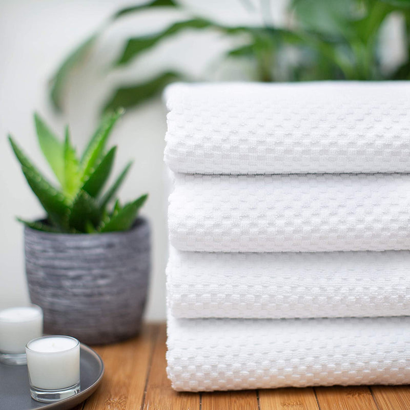 COTTON CRAFT- Euro Spa Set of 4 Luxury Waffle Weave Bath Towels, Oversized Pure Ringspun Cotton, 30 Inch X 56 Inch, White Home & Garden > Linens & Bedding > Towels COTTON CRAFT   