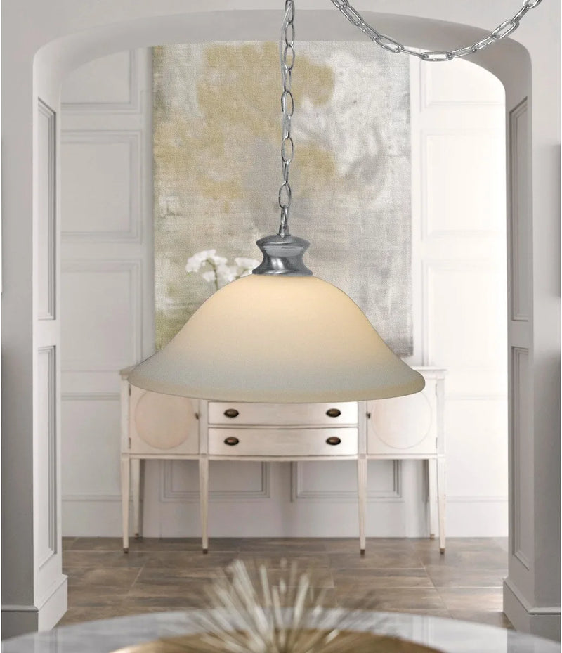 Plug in Pendant Glass Shade Swag Lamp 16" Brushed Nickel Home & Garden > Lighting > Lighting Fixtures Dolan Designs   