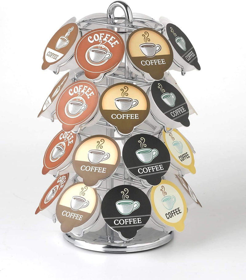 Nifty Coffee Pod Carousel – Compatible with K-Cups, 35 Pod Pack Storage, Spins 360-Degrees, Lazy Susan Platform, Modern Black Design, Home or Office Kitchen Counter Organizer Home & Garden > Household Supplies > Storage & Organization NIFTY 32 Pod Capacity | Chrome  