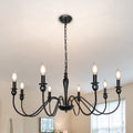LASENCHOO 8 Lights Farmhouse Chandelier, Black and Gold Modern Chandelier, Classic Candle Pendant Lighting for Kitchen Island Living Room Bedroom Foyer Entryway Dining Room Hanging Lighting Fixtures Home & Garden > Lighting > Lighting Fixtures > Chandeliers LASENCHOO 8 Lights-Black-E12  