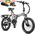 Eahora Azarias 32MPH 750W Adult Electric Bicycles 48V 18AH Electric Bike Dual Suspension Fat Tire Folding Electric Bike, Mechanical Brakes, Shimano 7-Speed Gear, Cruise Control Sporting Goods > Outdoor Recreation > Cycling > Bicycles Shenzhen Lezhongtian Trading Co., Ltd. Mid-step Gray2  