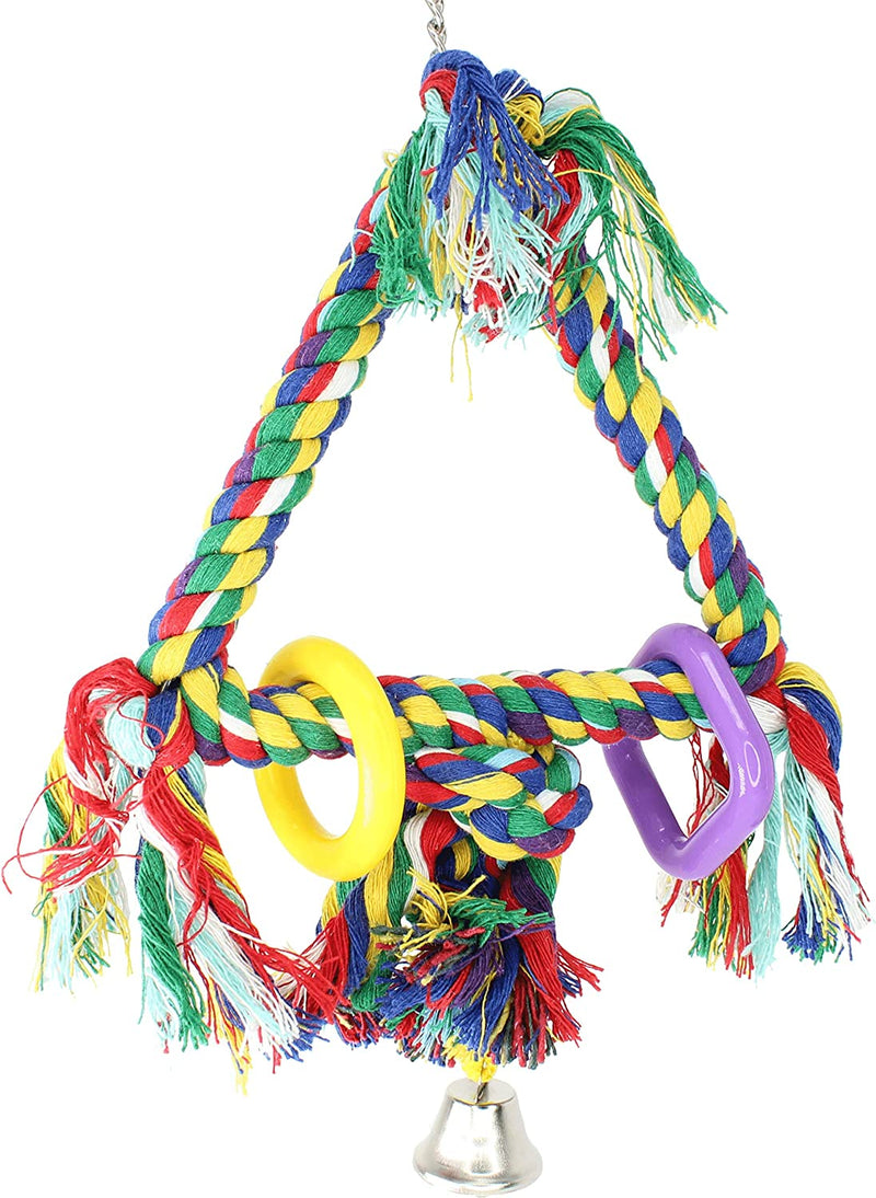 Bonka Bird Toys 1035 Medium Rope Triangle Colorful Cotton Chew Climb Parrot Parrotlet Budgie Finch Animals & Pet Supplies > Pet Supplies > Bird Supplies > Bird Toys Bonka Bird Toys Tiny  