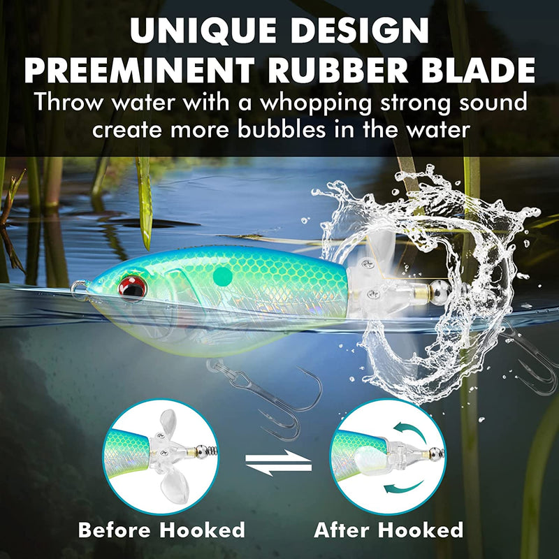 TRUSCEND Topwater Fishing Lures with BKK Hooks, Plopper Fishing Lure for Bass Catfish Pike Perch, Floating Minnow Bass Bait with Propeller Tail, Top Water Pencil Plopper Lures Freshwater or Saltwater Sporting Goods > Outdoor Recreation > Fishing > Fishing Tackle > Fishing Baits & Lures TRUSCEND   
