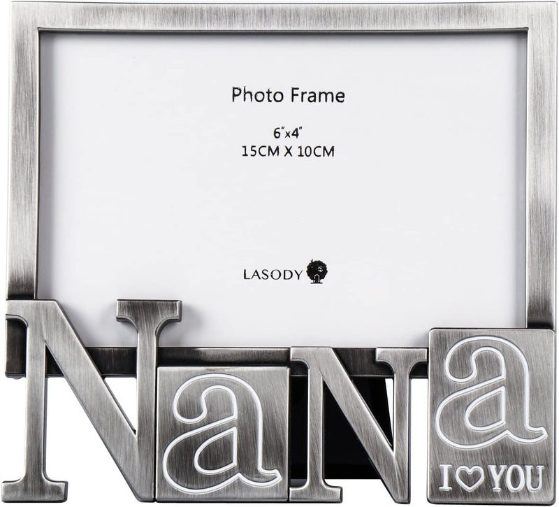 LASODY I Love You Nana Heart Picture Frame,Nana Grandma Gifts,Nana Birthday Gifts,Mother'S Day Gifts Home & Garden > Decor > Picture Frames LASODY Antique Silver(NANA Frame) 4"X6" 