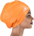 Dsane Extra Large Swimming Cap for Women and Men,Special Design Swim Cap for Very Long Thick Curly Hair&Dreadlocks Weaves Braids Afros Silicone Keep Your Hair Dry Sporting Goods > Outdoor Recreation > Boating & Water Sports > Swimming > Swim Caps Dsane orange  