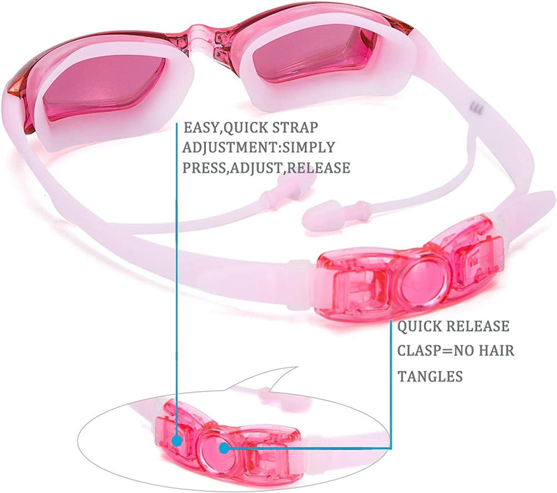 TENKEY Swim Goggles Swim Cap, Swimming Goggles No Leaking anti Fog UV Protection Triathlon Swim Goggles with Protection Case Nose Clip Ear Plugs for Adult Men Women Girls Youth Kids Child Sporting Goods > Outdoor Recreation > Boating & Water Sports > Swimming > Swim Goggles & Masks Givovanni   
