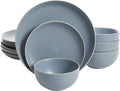 Gibson Home Rockaway 12-Piece Dinnerware Set Service for 4, Grey Matte -
