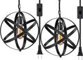 Plug in Pendant Light, Asnxcju Industrial Hanging Lights with Plug in Cord Metal Globe Vintage Pendant Light Fixture with 14.8Ft Cord and On/Off Switch for Living Room, Kitchen, 1 Pack, UL Listed Home & Garden > Lighting > Lighting Fixtures Asnxcju 2 Pack  