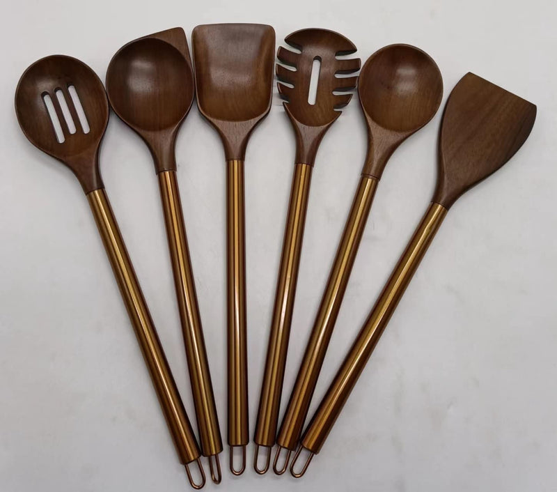 Exquisite Wooden Cooking Utensils for Kitchen, Set of 5, 12 Inch Acacia Wood Kitchenware Tool Set, Cooking Gadgets Includes Spoon, Spoon Spatula, Spaghetti Spoon, Slotted Spoon, Shovel Home & Garden > Kitchen & Dining > Kitchen Tools & Utensils Decent Vrvege Walnut Utensils Set of 6  