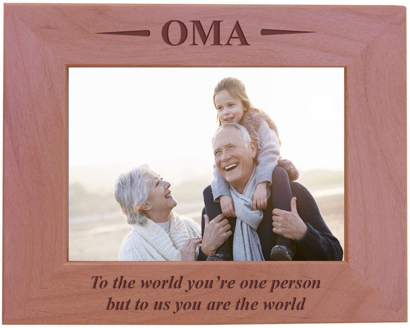 Customgiftsnow Oma - to the World You'Re One Person but to Us You Are the World - Engraved Wood Picture Frame (5X7 Horizontal) Home & Garden > Decor > Picture Frames CustomGiftsNow 5x7 Horizontal  