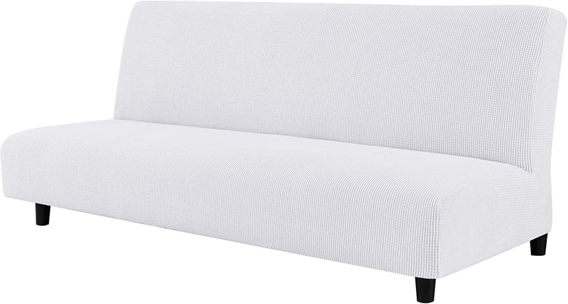 CHUN YI Stretch Armless Sofa Slipcover Elastic Fitted Full Folding Futon Cover without Armrests with Elastic Bottom for Kids, Removable Machine Washable Furniture Sofa for Futon Couch (Sand) Home & Garden > Decor > Chair & Sofa Cushions CHUN YI White  