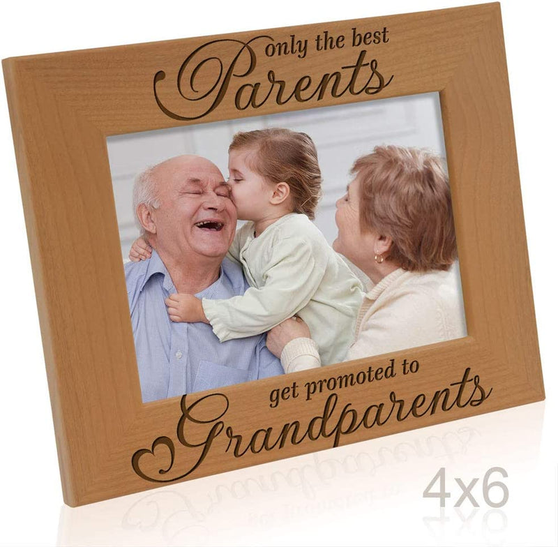 KATE POSH - Only the Best Parents Get Promoted to Grandparents Picture Frame - Engraved Natural Wood Photo Frame - Grandma Gifts, Grandpa Gifts, for Grandparents (4X6-Horizontal) Home & Garden > Decor > Picture Frames KATE POSH   